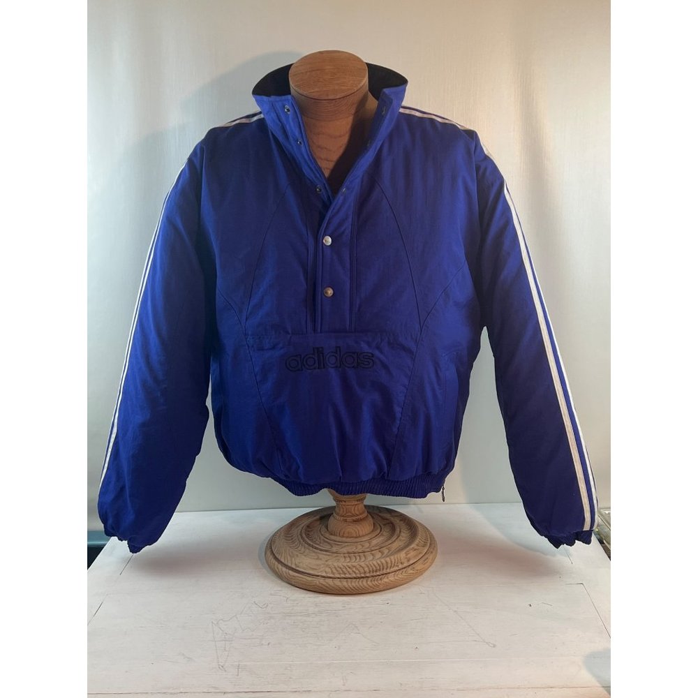 Vintage Adidas 1/2 Snap Pull Over Puffer Jacket Mens Size L